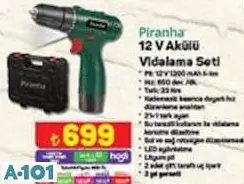 PİRANHA 12 V AKÜLÜ VİDALAMA SETİ